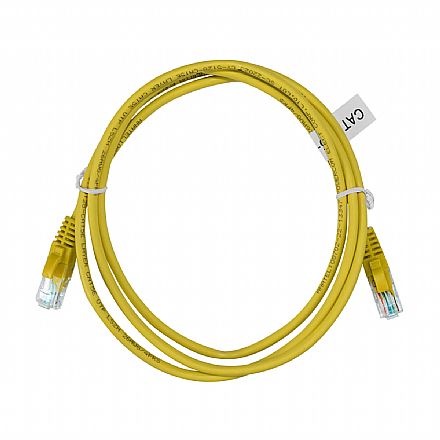 Cabo de rede - Cabo de Rede UTP (Patch Cord) RJ45 Cat 5e - 1.5 metros - Certificação Anatel - Amarelo - Seclan CY-5128-CAT5E-1.5M-YL