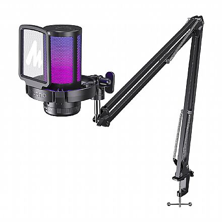 Acessorios de som - Microfone Condensador USB Maono GamerWave - Braço articulado - Ideal para Podcasting, Jogos e Videoconferência - RGB - DGM20S