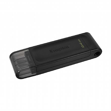 Pen Drive - Pen Drive 64GB Kingston DataTraveler 70 - USB-C - Preto - DT70/64GB
