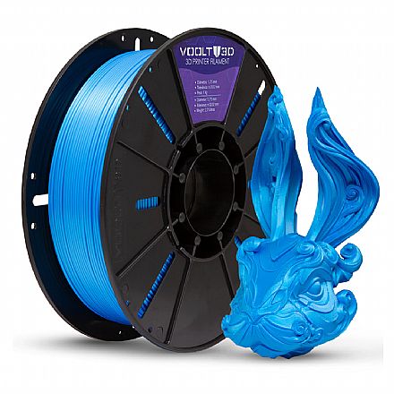 Filamento 3D - Filamento Para Impressora 3D - PLA Azul - 1Kg - 1,75mm - Voolt3D