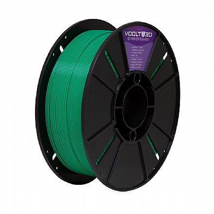 Filamento Para Impressora 3D - ABS Verde - 1Kg - 1,75mm - Voolt3D Filamento 3D - Filamento Para Impressora 3D - ABS Verde - 1Kg - 1,75mm - Voolt3D