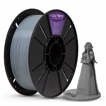 Filamento 3D - Filamento Para Impressora 3D - PLA Cinza Claro Velvet - 1Kg - 1,75mm - Voolt3D