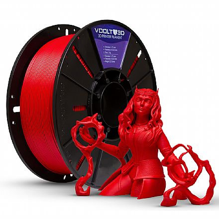 Filamento 3D - Filamento Para Impressora 3D - PLA Vermelho Velvet - 1Kg - 1,75mm - Voolt3D