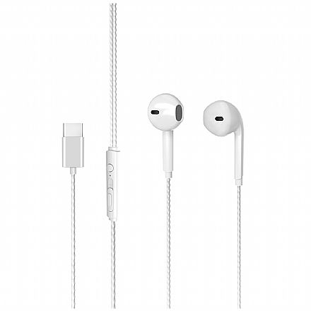Fone de Ouvido - Fone de Ouvido Intra-Auricular Lecoo EH104WH-C - Microfone - USB-C - Branco
