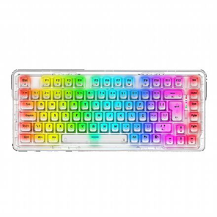 Teclado - Teclado Mecânico Gamer sem Fio Redragon Elf Pro - ABNT2 - RGB - Switch Crystal - Transparente - K649CT-RGB-PRO