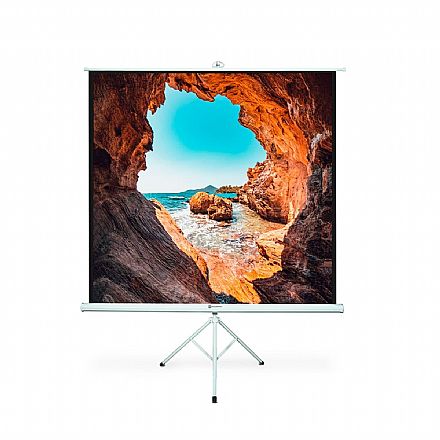 Projetor - Tela de Projeção Retrátil 71" - 180 x 180 cm - com Tripé - Trava de Segurança - Goldentec 50996