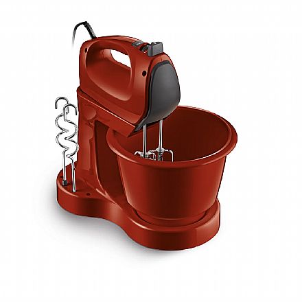 Eletroportáteis - Batedeira Philips Walita Viva Collection - 127V - 400W - 5 Velocidades + Função Turbo - Capacidade 3,5 Litros - Vermelho - RI7200/41