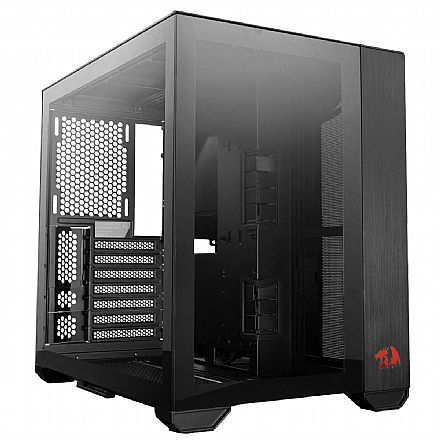 Gabinete - Gabinete Gamer Lian Li x Redragon O11DYNAMIC Mini - Laterais e Frontal em Vidro Temperado - Mini Tower - Preto - 011DMINI-RD-X