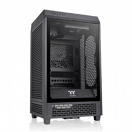 Gabinete - Gabinete Thermaltake The Tower 200 Black Edition - Vidro Temperado - 2 x Fan 140mm - Mini ITX Tower - CA-1X9-00S1WN-00
