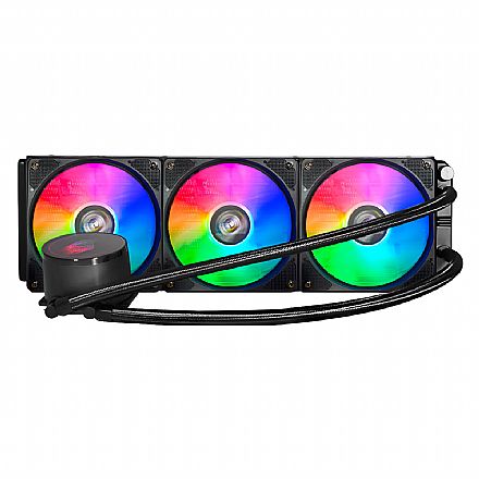 Water Cooler - Water Cooler K-Mex Waco 360mm - RGB - Painel Digital - Preto - WACOF133ATDXB0X