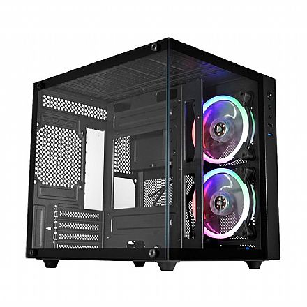 Gabinete - Gabinete Gamer Aquário K-Mex Micro II CG-03SB - Vidro Temperado - Micro ATX - Preto - CG03SBRH003CB0X