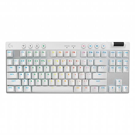 Teclado - Teclado Mecânico Gamer sem Fio Logitech G Pro X - Padrão US - TKL - LightSpeed - RGB Lightsync - Switch GX Tactile - Branco - 920-012143