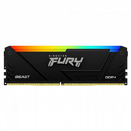 Memória para Desktop - Memória 16GB DDR4 3200MHz Kingston Fury Beast RGB - XMP 3.0 - CL16 - Preto - KF432C16BB12A/16