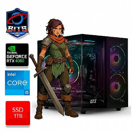 Computador Gamer - PC Gamer Bits 2025 - Intel i5 14400F, 16GB, SSD 1TB NVMe, Video GeForce RTX 4060 8GB - Windows 11 Professional