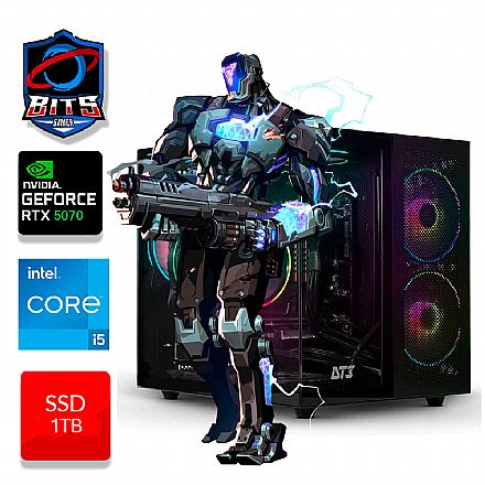 Computador Gamer - PC Gamer Bits 2025 - Intel i5 14400F, 16GB, SSD 1TB NVMe, Video GeForce RTX 5070 12GB - Windows 11 Professional