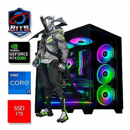 Computador Gamer - PC Gamer Bits 2025 - Intel i7 14700F, 16GB, SSD 1TB NVMe, Video GeForce RTX 5080 16GB - Windows 11 Professional