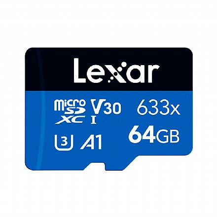 Cartão de Memória - Cartão 64GB Micro SD - Classe 10 - Velocidade até 100MB/S - Lexar LSDMI64GBBNL633A