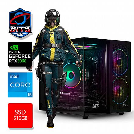 Computador - PC Gamer Bits 2025 - Intel i5 14400F, 16GB, SSD 512GB NVMe, GeForce RTX 5060 8GB - Windows 11 Professional