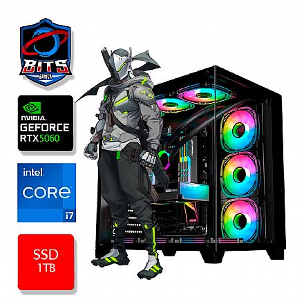 Computador - PC Gamer Bits 2025 - Intel i7 12700KF, 32GB, SSD 1TB NVMe, GeForce RTX 5060 8GB - Windows 11 Professional