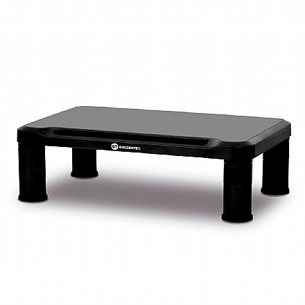 Suporte de Monitor/TV - Base para Monitor Goldentec - Ajuste de Altura - Antiderrapante - Suporte para Celular - Preto - 66485