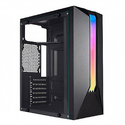 Gabinete - Gabinete Gamer K-Mex Bifrost 04AH - Vidro Temperado - Painel RGB - ATX - Preto