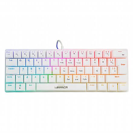 Teclado - Teclado Mecânico Gamer Multilaser Warrior Royal - ABNT2 - Formato 60% - Switch Blue - Iluminação RGB - Branco - TC311