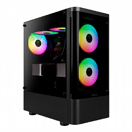 Gabinete - Gabinete Gamer Gamdias Talos E3 CG - Vidro Temperado - 3 Coolers ARGB 120mm - ATX - Branco