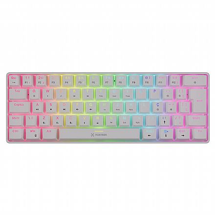 Teclado - Teclado Mecânico Gamer sem Fio Fortrek Gravity Air - ABNT2 - Bluetooth ou 2.4GHz ou USB - RGB - Switch Brown - Branco - 84978