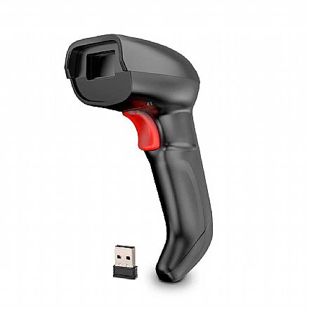 Automação - Leitor de Código de Barras QR Code - Goldentec 67658 - Sem Fio - USB, Bluetooth e 2.4GHz - Lê produtos e NFe - 2D - Preto