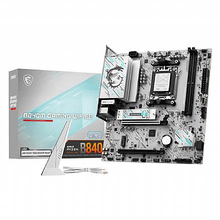 Placa Mãe MSI B840M Gaming Wi-Fi 6 (AM5 - DDR5 8000 O.C) - Chipset AMD B840 - Bluetooth 5.3 - USB 3.2 - Slot M.2 - Micro ATX Placa Mãe para AMD - Placa Mãe MSI B840M Gaming Wi-Fi 6 (AM5 - DDR5 8000 O.C) - Chipset AMD B840 - Bluetooth 5.3 - USB 3.2 - Slot M.2 - Micro ATX