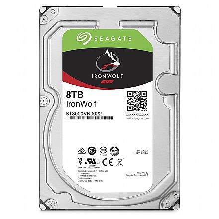 HD 8TB NAS SATA - 7200RPM - 256MB Cache - Seagate IronWolf - ST8000VN002 HD (Disco Rígido) - HD 8TB NAS SATA - 7200RPM - 256MB Cache - Seagate IronWolf - ST8000VN002