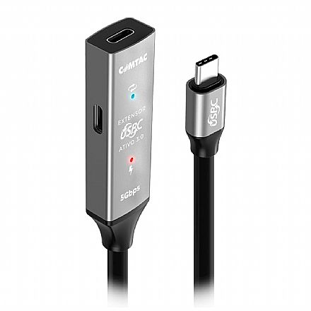 Cabo & Adaptador - Cabo Extensor USB-C - Ativo com Amplificador de Sinal - 15 Metros - 5Gbps - Preto - Comtac 20129423