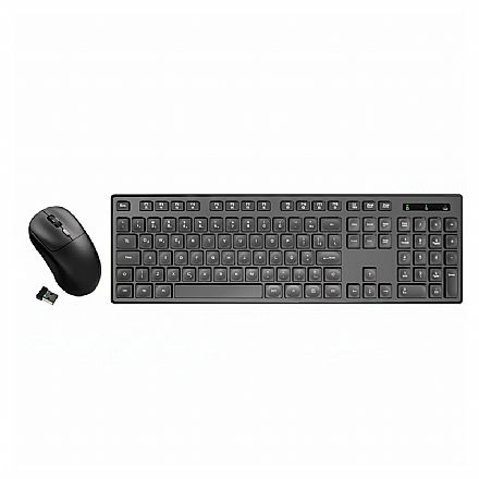 Kit Teclado e Mouse sem Fio K-Mex - ABNT2 - 2400dpi - 2.4GHz - Preto - B2KA6039 Kit Teclado e Mouse - Kit Teclado e Mouse sem Fio K-Mex - ABNT2 - 2400dpi - 2.4GHz - Preto - B2KA6039
