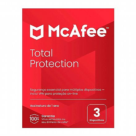 McAfee Antivírus Total Protection - Licença de 1 ano - 3 Dispositivos - ESD - Versão Download Software - McAfee Antivírus Total Protection - Licença de 1 ano - 3 Dispositivos - ESD - Versão Download
