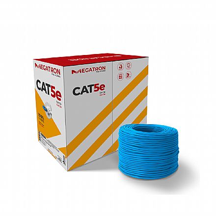 Cabo de rede - Caixa de Cabo UTP Cat 5e para rede - Megatron - Homologado - 305 metros - Azul
