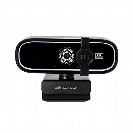 Webcam e Videoconferência - Webcam C3Tech WB-200BK 2K QHD - Foco Automático - 30 FPS - Tampa de Privacidade - Redução de Ruído