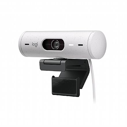 Webcam e Videoconferência - Web Câmera Logitech Brio 500 - Video Chamada e Gravações em Full HD - Microfone Duplo - Branco - 960-001426-C