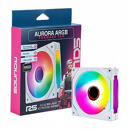 Cooler 120mm Round 5 Aurora Forward - 120mm - ARGB - Branco - R5-AURORA-FW-W-2193 FAN