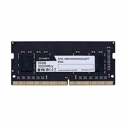 Memória SODIMM 16GB DDR4 3200MHz Husky - para Notebook - CL22 - HRMN001163222PT Memória para Notebook - Memória SODIMM 16GB DDR4 3200MHz Husky - para Notebook - CL22 - HRMN001163222PT
