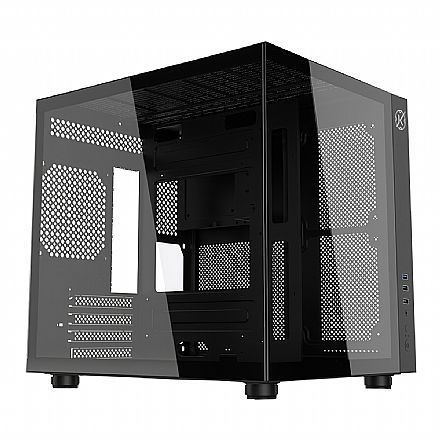 Gabinete - Gabinete Gamer Aquário Kalkan Midgard - Vidro Temperado - Micro ATX - Preto - KLK00039