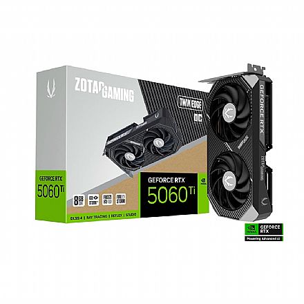 Placa de Vídeo - Placa de Vídeo GeForce RTX 5060TI 8GB GDDR7 128bits - Twin Edge OC - DLSS 4 - Zotac ZT-B50610H-10M