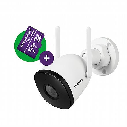 Segurança CFTV - Câmera de Segurança IP Externa Intelbras iM5 SC - Bullet - Wi-Fi - Visão Noturna - Full HD - ONVIF - Proteção contra chuva IP67 - Incluso Cartão MicroSD 32GB
