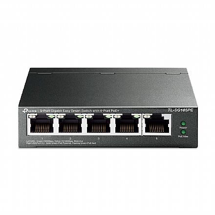 Rede Switch - Switch 5 Portas TP-Link TL-SG105PE - Gigabit - PoE+ Ativo até 65 W - Easy Smart