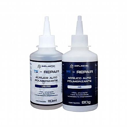 Kit Resina Autopolimerizante Implastec - 80g Pó e 110ml Líquido - Ideal para Reparos Ferramenta - Kit Resina Autopolimerizante Implastec - 80g Pó e 110ml Líquido - Ideal para Reparos