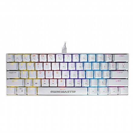 Teclado Mecânico Gamer K-Mex Spectra Fury - TKL - ABNT2 - Retroiluminado - Formato 60% - Switch Blue - Branco - KBW888U0002CB0X Teclado - Teclado Mecânico Gamer K-Mex Spectra Fury - TKL - ABNT2 - Retroiluminado - Formato 60% - Switch Blue - Branco - KBW888U0002CB0X