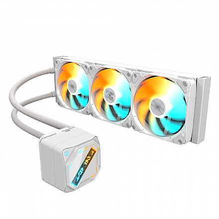 Water Cooler Gigabyte Gaming RGB 360mm - (AMD / INTEL) - Branco - GME 360I Water Cooler - Water Cooler Gigabyte Gaming RGB 360mm - (AMD / INTEL) - Branco - GME 360I