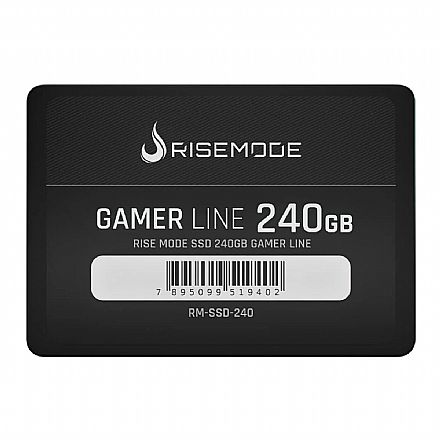 SSD 240GB Rise Mode Gamer Line - SATA - Leitura 530MB/s - Gravação 520MB/s - RM-SSD-240 SSD - SSD 240GB Rise Mode Gamer Line - SATA - Leitura 530MB/s - Gravação 520MB/s - RM-SSD-240