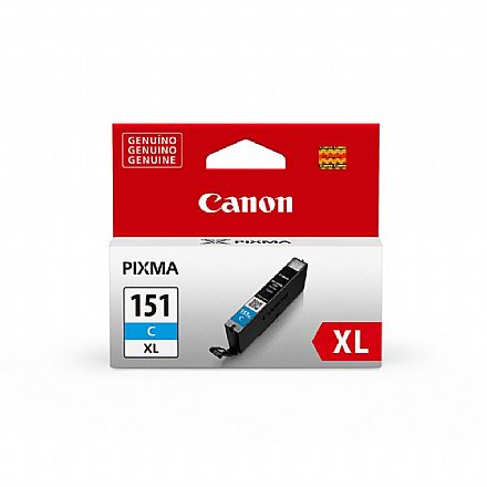 Cartucho Canon Ciano - CLI-151 XL C - para Impressoras iP7210 / iP8710 / iX6810 / MG5410 / MG5510 / MG5610 / MG7510 / MX721 Cartucho - Cartucho Canon Ciano - CLI-151 XL C - para Impressoras iP7210 / iP8710 / iX6810 / MG5410 / MG5510 / MG5610 / MG7510 / MX721