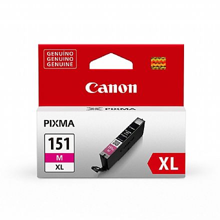 Cartucho Canon Magenta - CLI-151 XL M - para Impressoras iP7210 / iP8710 / iX6810 / MG5410 / MG5510 / MG5610 / MG7510 / MX721 Cartucho - Cartucho Canon Magenta - CLI-151 XL M - para Impressoras iP7210 / iP8710 / iX6810 / MG5410 / MG5510 / MG5610 / MG7510 / MX721