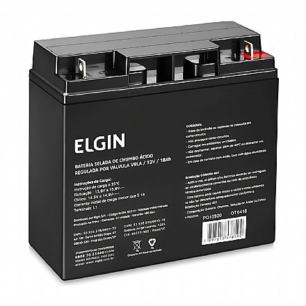 Bateria & Pilhas - Bateria para Nobreak e Sistemas de Monitoramento e Segurança - 12V / 18Ah - Selada - Elgin ELE000000082314